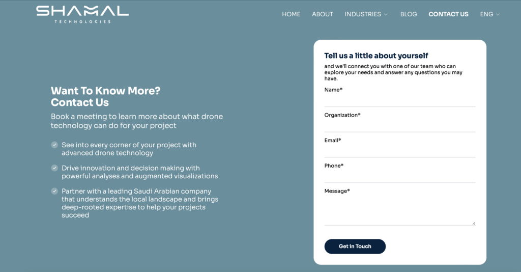 Example of a contact page that sets the right expectations for customers to move forward in their customer journey